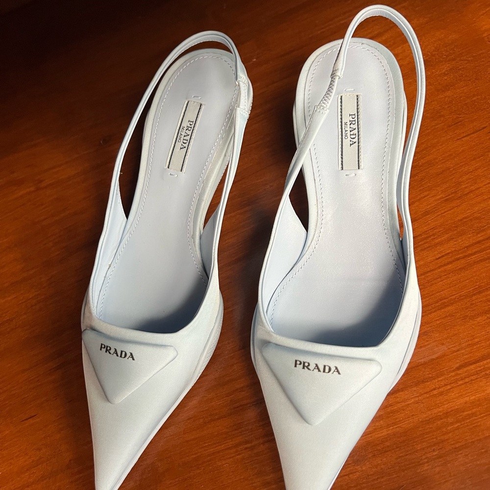 New Prada Gabardine light blue slingback heel 37 - Picture 5 of 10
